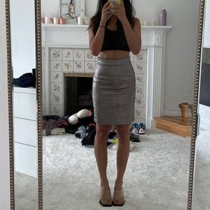 Allsaints bronze metallic leather-like pencil skirt